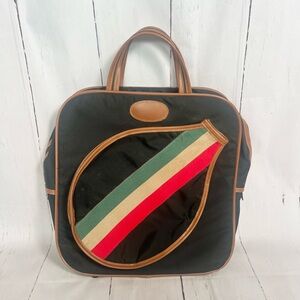 Vintage Lark Tennis Bag with Racket Pockets and Retro Stripes
